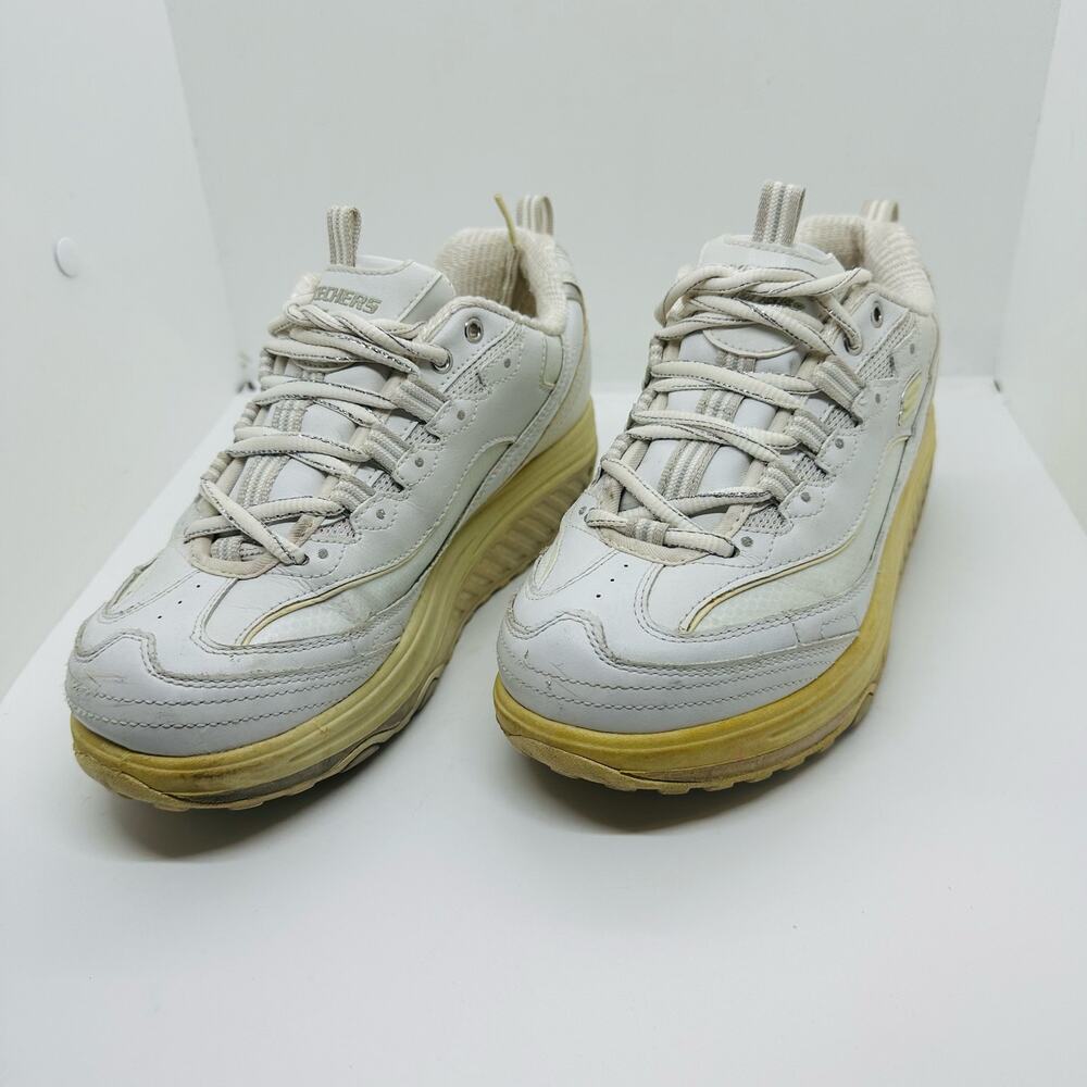 Skechers Shape Ups Fitness White Lace Up Walking Trainer Shoes Size 6.5
